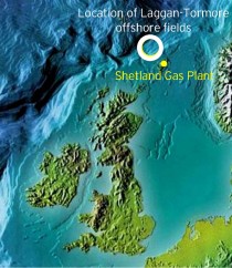 Location of Shetland Gas Plant on the edge of the British continental shelf